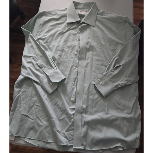Joseph Abboud Dress Shirt Button Up Mens Size 18 34/35 Light Green Non Iron - Picture 1 of 8
